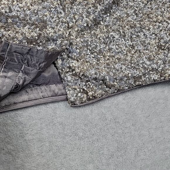 CACHE Silver Sequin Skirt Sz 8 Straight Pencil Party Lined Back Zipper Y2K Glam - Picture 4 of 11